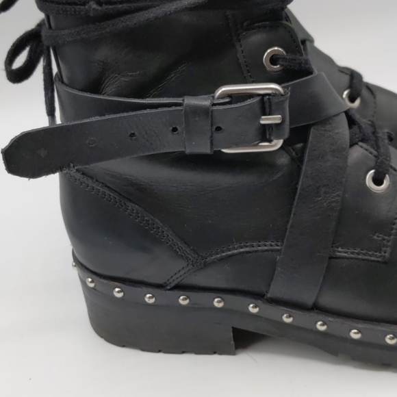 All Saints Leather Embellished Combat Boots 37/6 - Picture 4 of 11